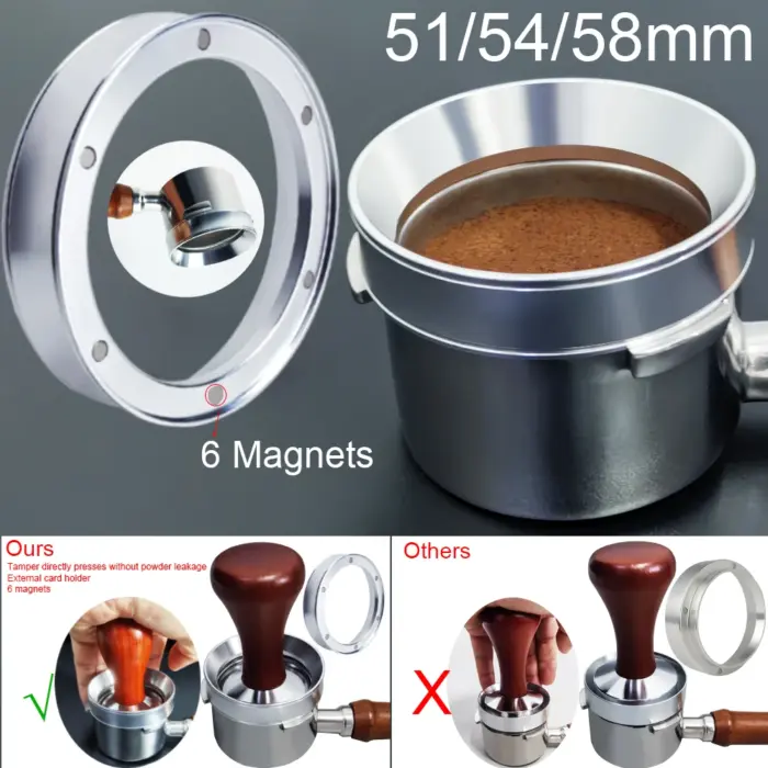 S0fb117b197604031a6b9331eb359a7b2K.webp 6 Magnetic Espresso Coffee Dosing Ring - Dosing Funnel Aluminum with 6 Magnets Fits 51/54/58/58.5mm Portafilter - Image 1