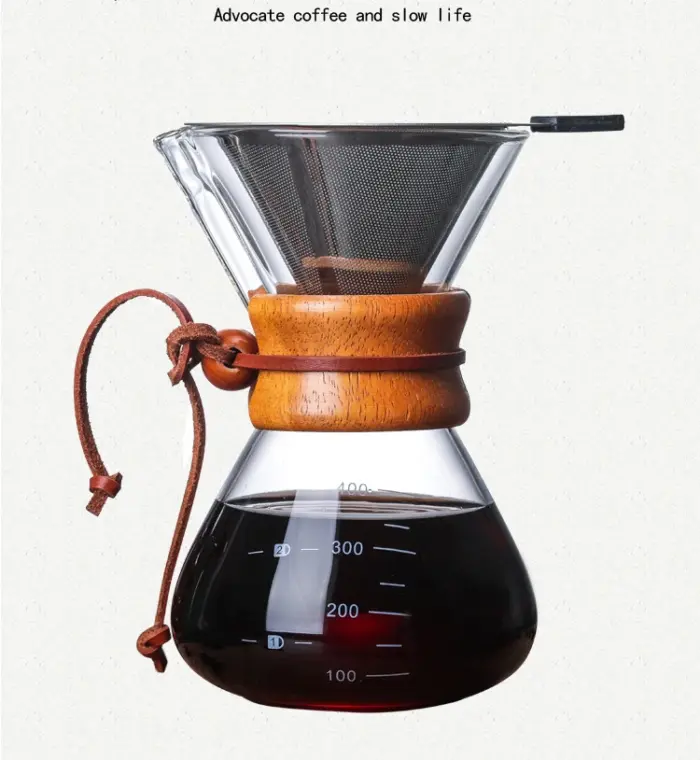 Hand Glass Coffee Kettle with Stainless Steel Filter Drip Brewing Hot Brewer Coffee Pot Dripper Barista Pour Over Coffee Maker - Image 25
