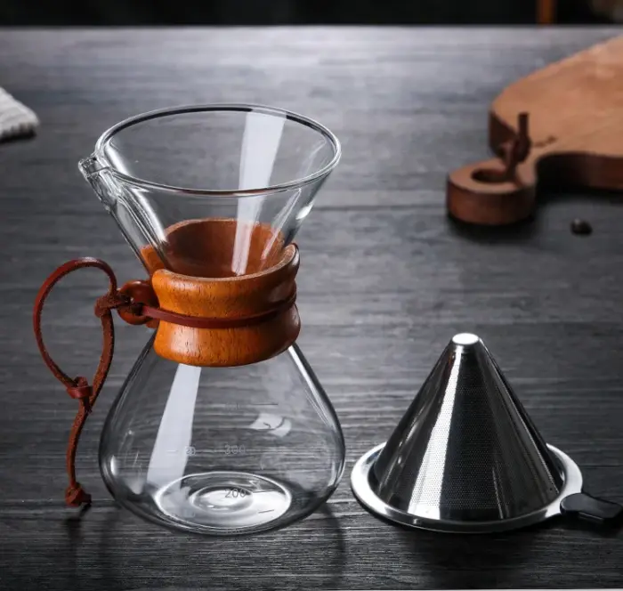 Hand Glass Coffee Kettle with Stainless Steel Filter Drip Brewing Hot Brewer Coffee Pot Dripper Barista Pour Over Coffee Maker - Image 24