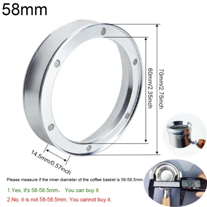 6 Magnetic Espresso Coffee Dosing Ring - Dosing Funnel Aluminum with 6 Magnets Fits 51/54/58/58.5mm Portafilter - Image 12