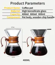 Hand Glass Coffee Kettle with Stainless Steel Filter Drip Brewing Hot Brewer Coffee Pot Dripper Barista Pour Over Coffee Maker - Image 17