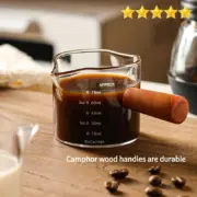 [Hot Sales] 75ml Glass Espresso Measuring Cup Double/Single Mouth Glass Milk Jug with Handle Glass Scale Measuring Mugs