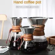 Hand Glass Coffee Kettle with Stainless Steel Filter Drip Brewing Hot Brewer Coffee Pot Dripper Barista Pour Over Coffee Maker