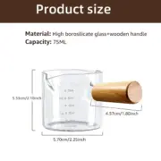 [Hot Sales] 75ml Glass Espresso Measuring Cup Double/Single Mouth Glass Milk Jug with Handle Glass Scale Measuring Mugs - Image 6