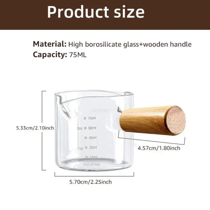 [Hot Sales] 75ml Glass Espresso Measuring Cup Double/Single Mouth Glass Milk Jug with Handle Glass Scale Measuring Mugs - Image 6
