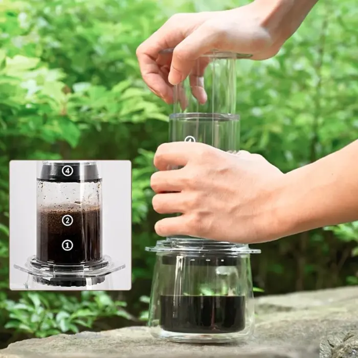 Portable French Press Coffee Maker Transparent Espresso Coffee Pot Air Press Coffee Machine With Filters For Aero Press - Image 4