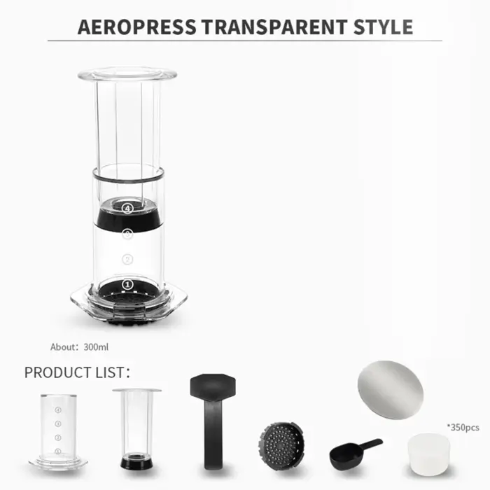 Portable French Press Coffee Maker Transparent Espresso Coffee Pot Air Press Coffee Machine With Filters For Aero Press - Image 6