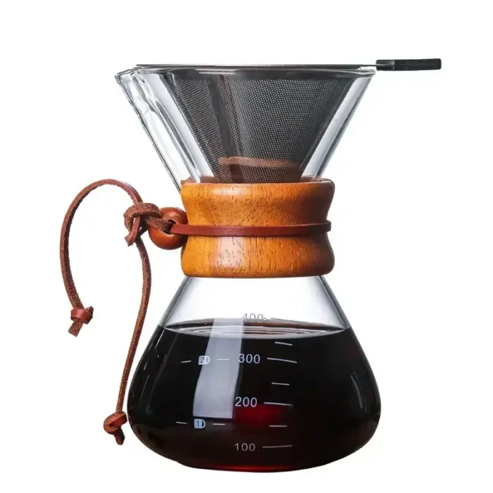 Hand Glass Coffee Kettle with Stainless Steel Filter Drip Brewing Hot Brewer Coffee Pot Dripper Barista Pour Over Coffee Maker - Image 5
