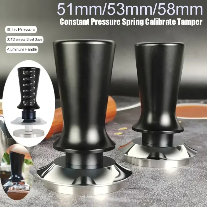 Sb0abd8d08c5d4d8ea0194623c51ebbe2u.webp 51mm 53mm 58mm Espresso Tamper Barista Coffee Tamper with Calibrated Spring Loaded Stainless Steel Tampers - Image 1