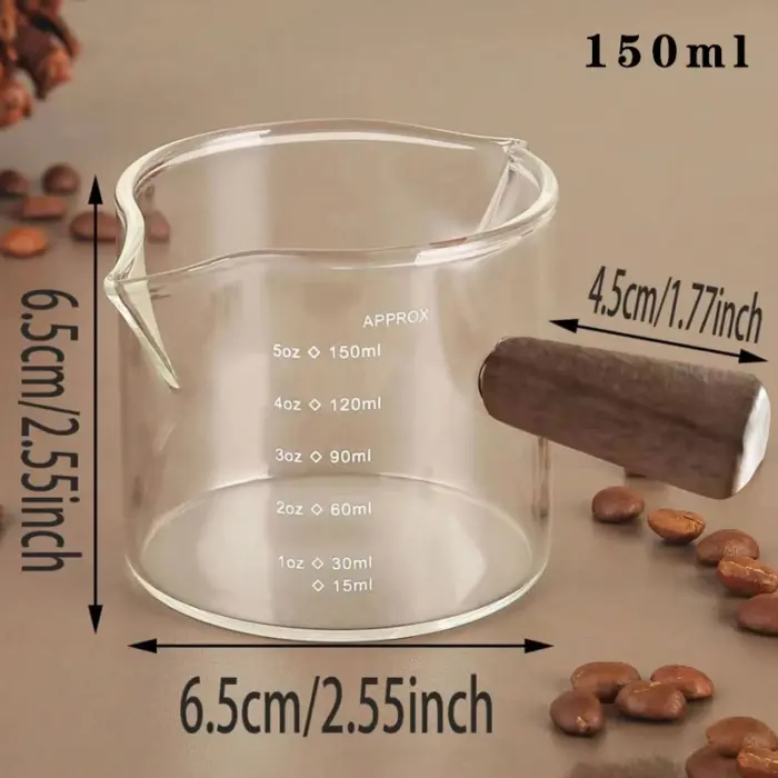 [Hot Sales] 75ml Glass Espresso Measuring Cup Double/Single Mouth Glass Milk Jug with Handle Glass Scale Measuring Mugs - Image 9
